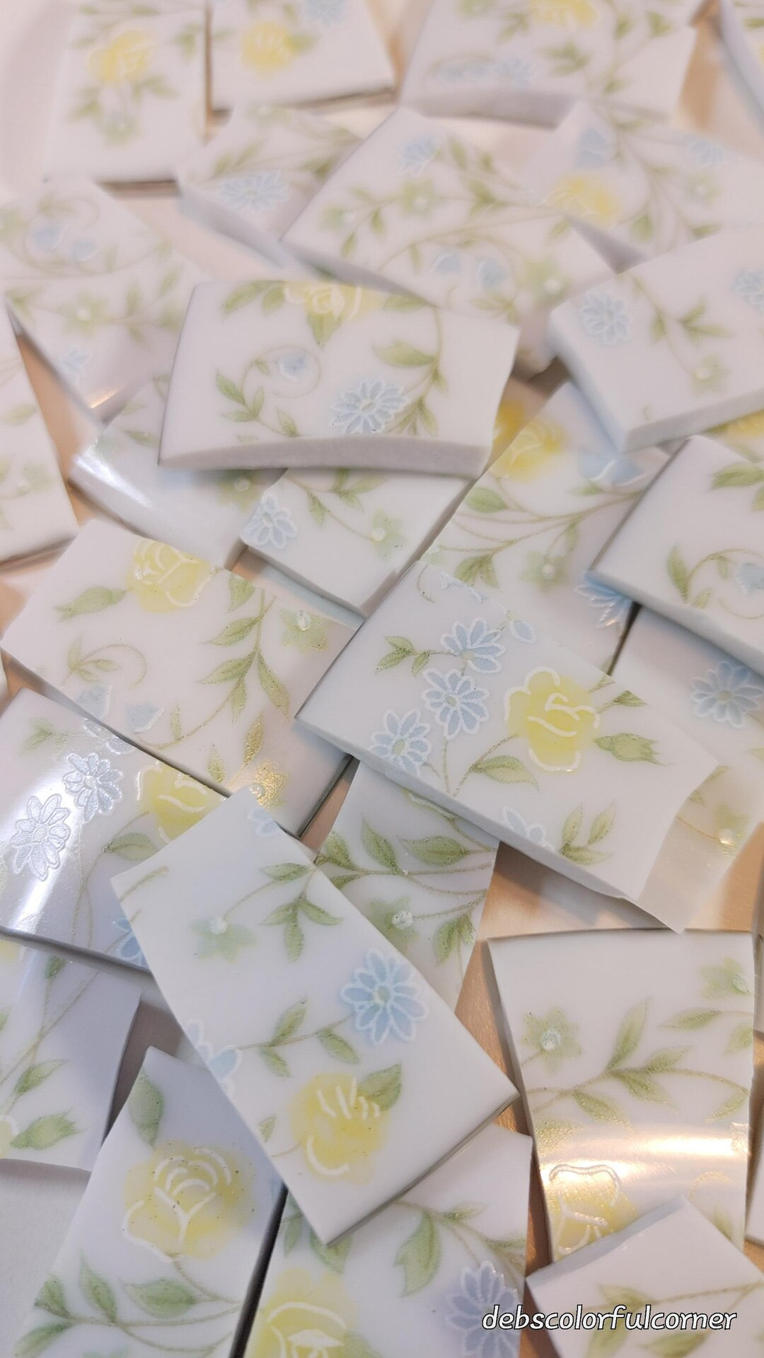 Hand Cut China Mosaic Tiles: Yellow Flower Design - 40 Pieces C-17 - Etsy | Etsy (Global)