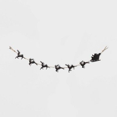 Santa Sleigh & Reindeer Garland Black - Wondershop™ | Target