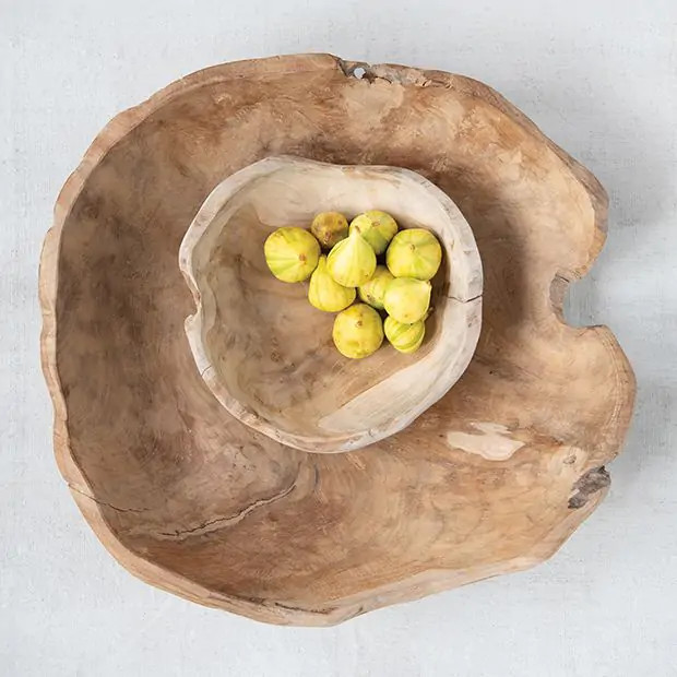 Rustic Teak Wood Serving Bowl | Antique Farm House