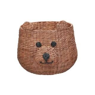 Brown Teddy Bear Water Hyacinth Woven Decorative Basket | The Home Depot