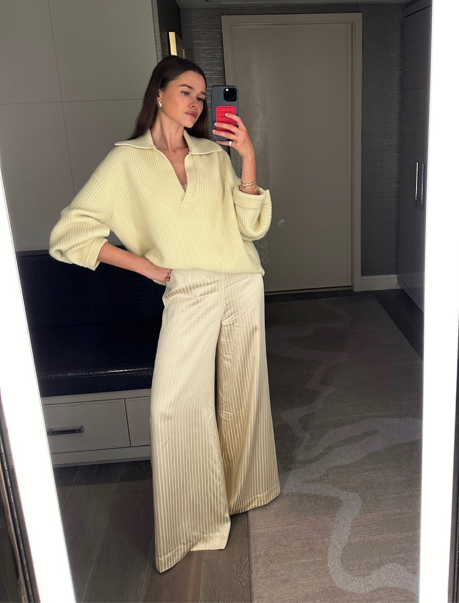 Feeling warm, buttery and sunshine 🌞 Styled my sweater with a pair of metallic Staud pants. Would be a great vacation or work outfit!

#LTKSeasonal #LTKstyletip #LTKworkwear