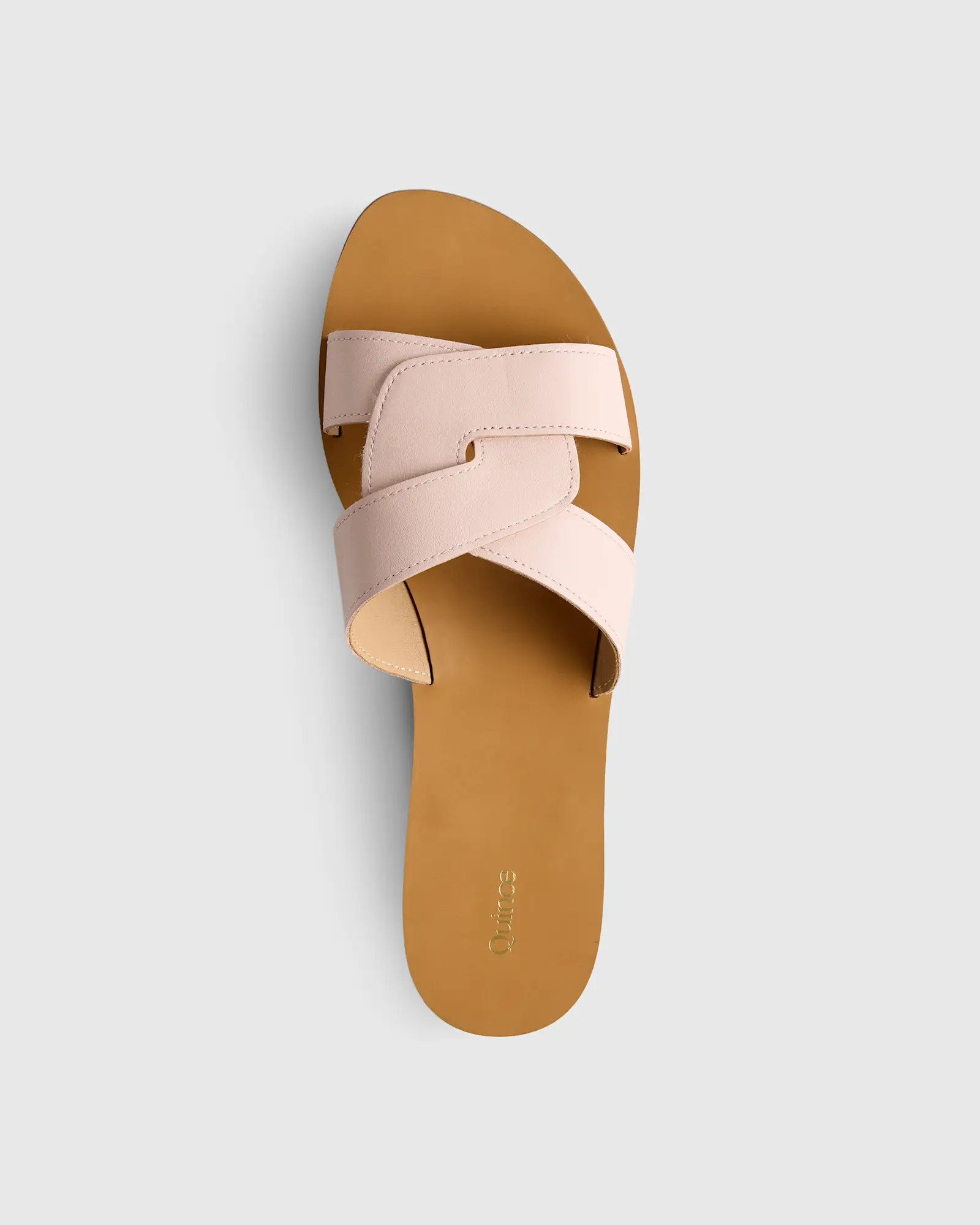 Women's Italian Leather Cutout Slide Sandal in Shell Pink | Quince