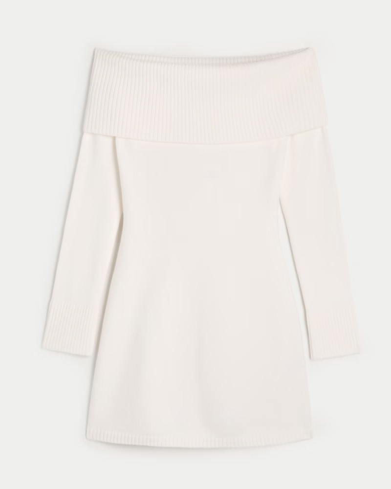 Women's Off-the-Shoulder Skater Sweater Dress from Hollister | Hollister (US)