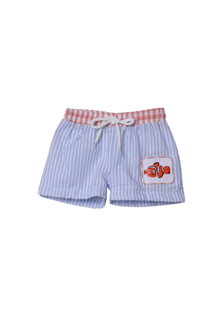 Fish Blue Stripe Swim Trunks | The Smocked Flamingo