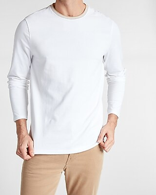 Tipped Collar Moisture-wicking Performance Long Sleeve T-shirt | Express