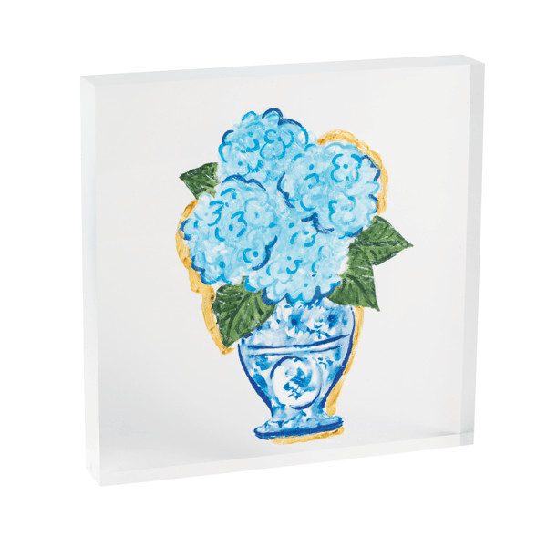 Mud Pie Hydrangea Acrylic Plaque in Blue | Mud Pie
