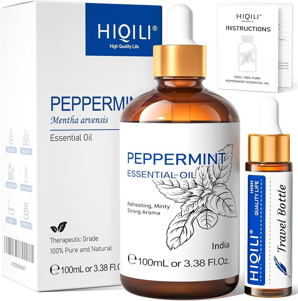 HIQILI Peppermint Essential Oil, 100% Pure Natural for Diffuser, Hair, Massage, Add to Spray, Sha... | Amazon (US)