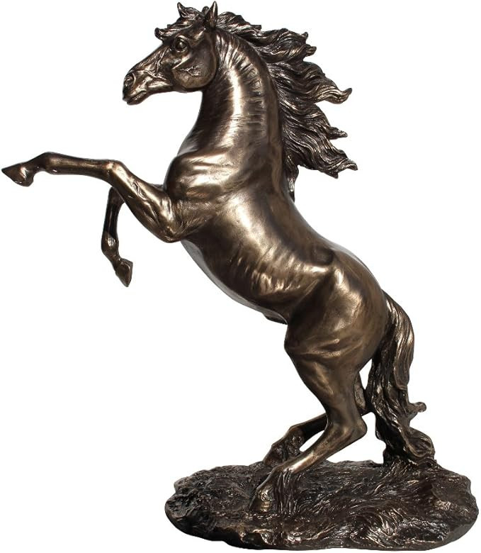 US 12.38 Inch Rearing Stallion Cold Cast Statue Figurine, Bronze Color | Amazon (US)