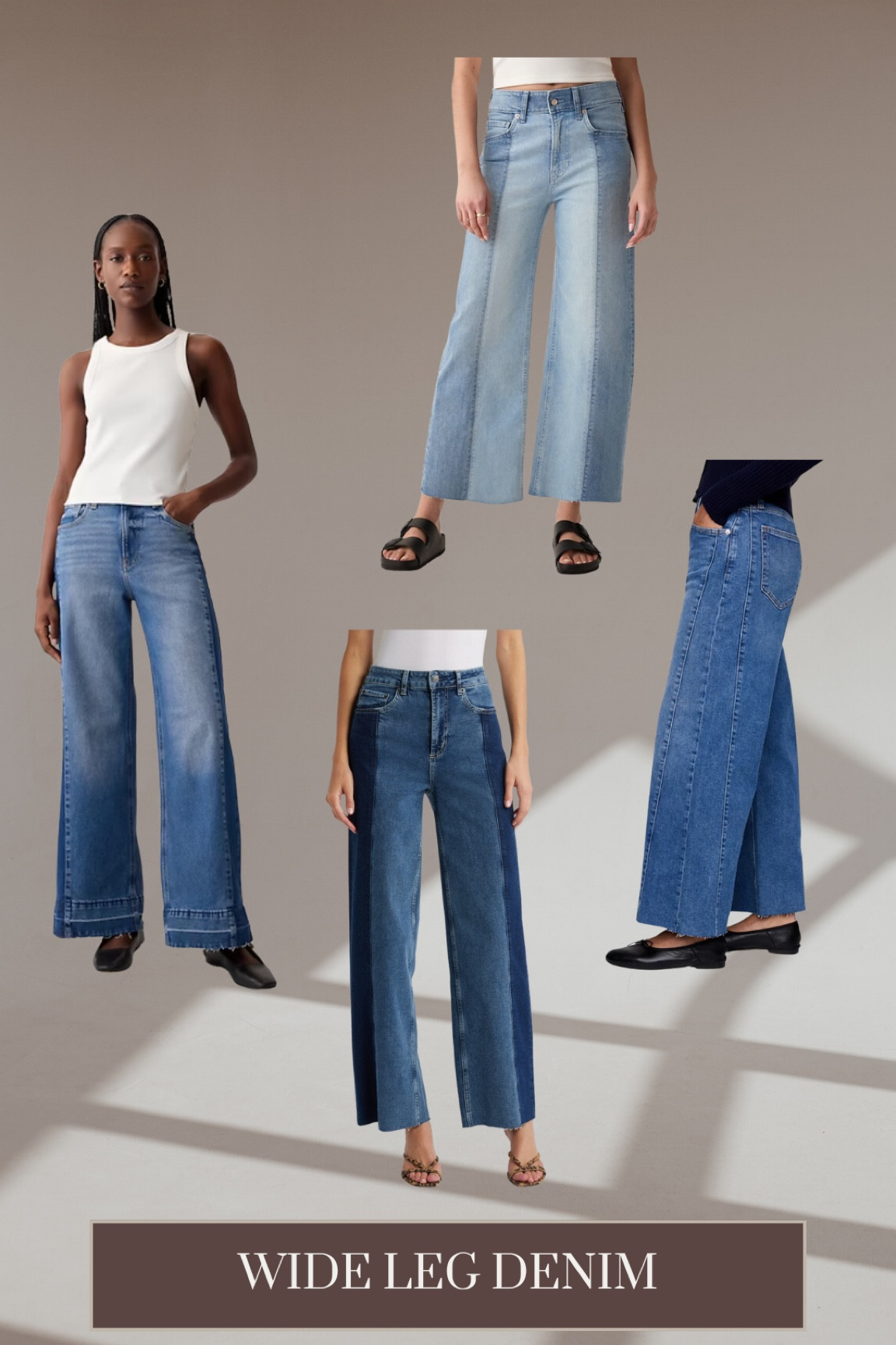 Paneled, two-tone wide leg denim — hard to find all of a sudden! But worth looking for. Here are a few (most on sale) options. #jeans #denim #wideleg 

#LTKOver40 #LTKStyleTip #LTKFindsUnder100