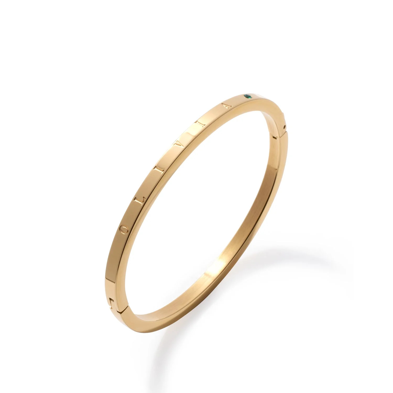 Custom Stamped Name Bangle (Gold) | Abbott Lyon