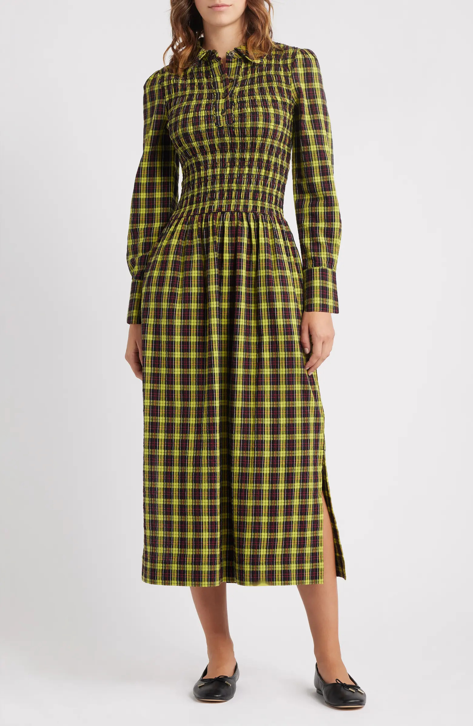 Damson Madder Hazel Plaid Long Sleeve Organic Cotton Dress | Nordstrom | Nordstrom