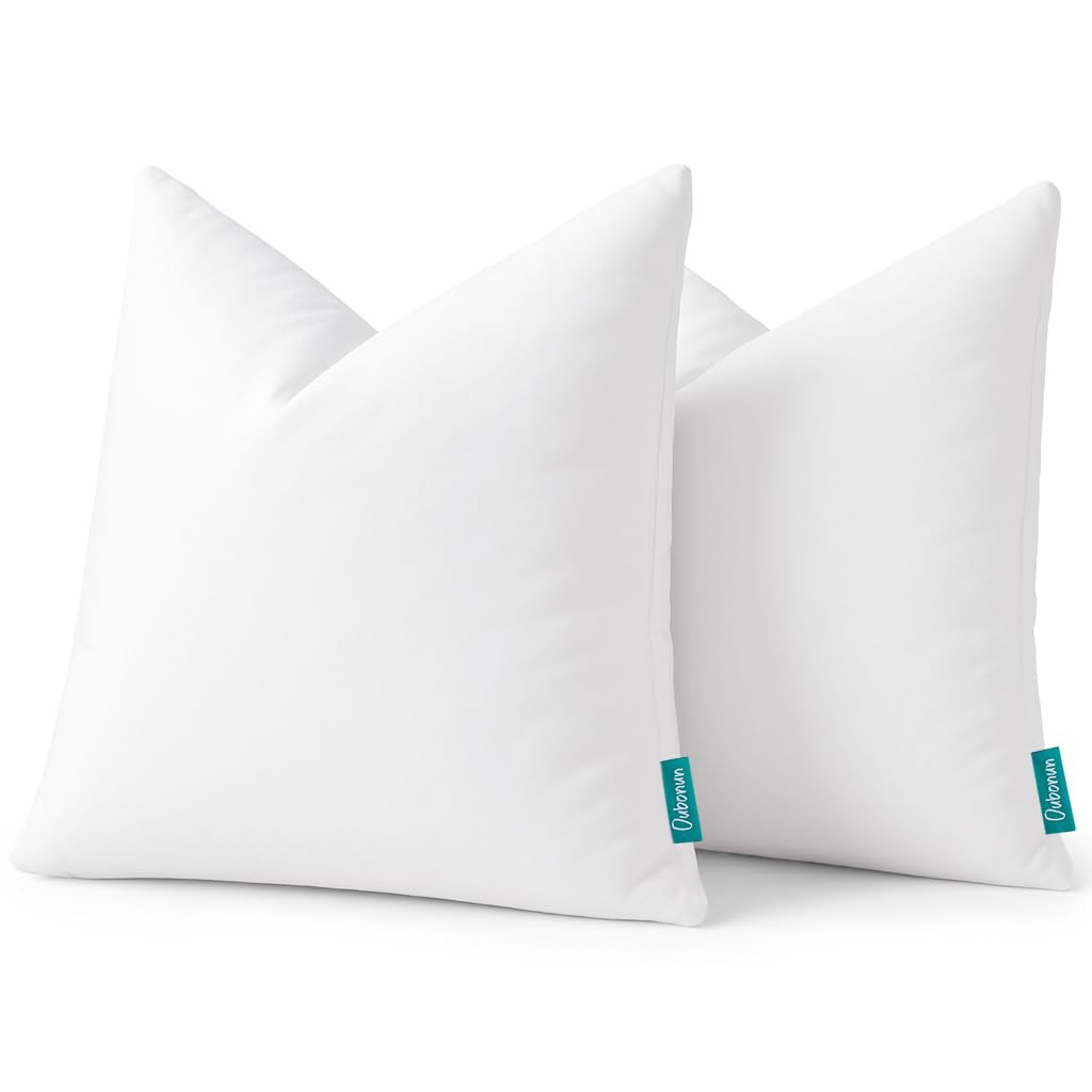 Oubonun 18x18 Feather Down Alternative Throw Pillow Inserts, 100% Cotton Cover, Medium Firm Decor... | Amazon (US)
