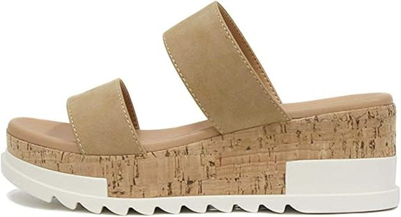 Soda Women's Poppin Cork Platform Lug Sole Wedge Heel Sandals | Amazon (US)