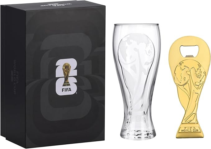 Official FIFA World Cup 2026 Edition - 17oz Pilsner Beer Glass & 6-Inch Trophy Bottle Opener Gift... | Amazon (US)