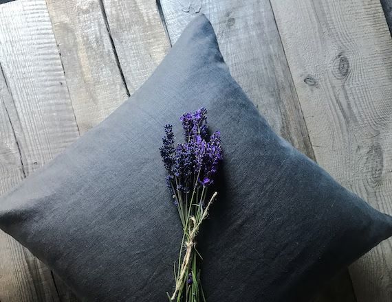 Set of 2, 4, 6 Stonewashed linen pillow cases in stylish charcoal gray/Softened linen throw pillo... | Etsy (US)