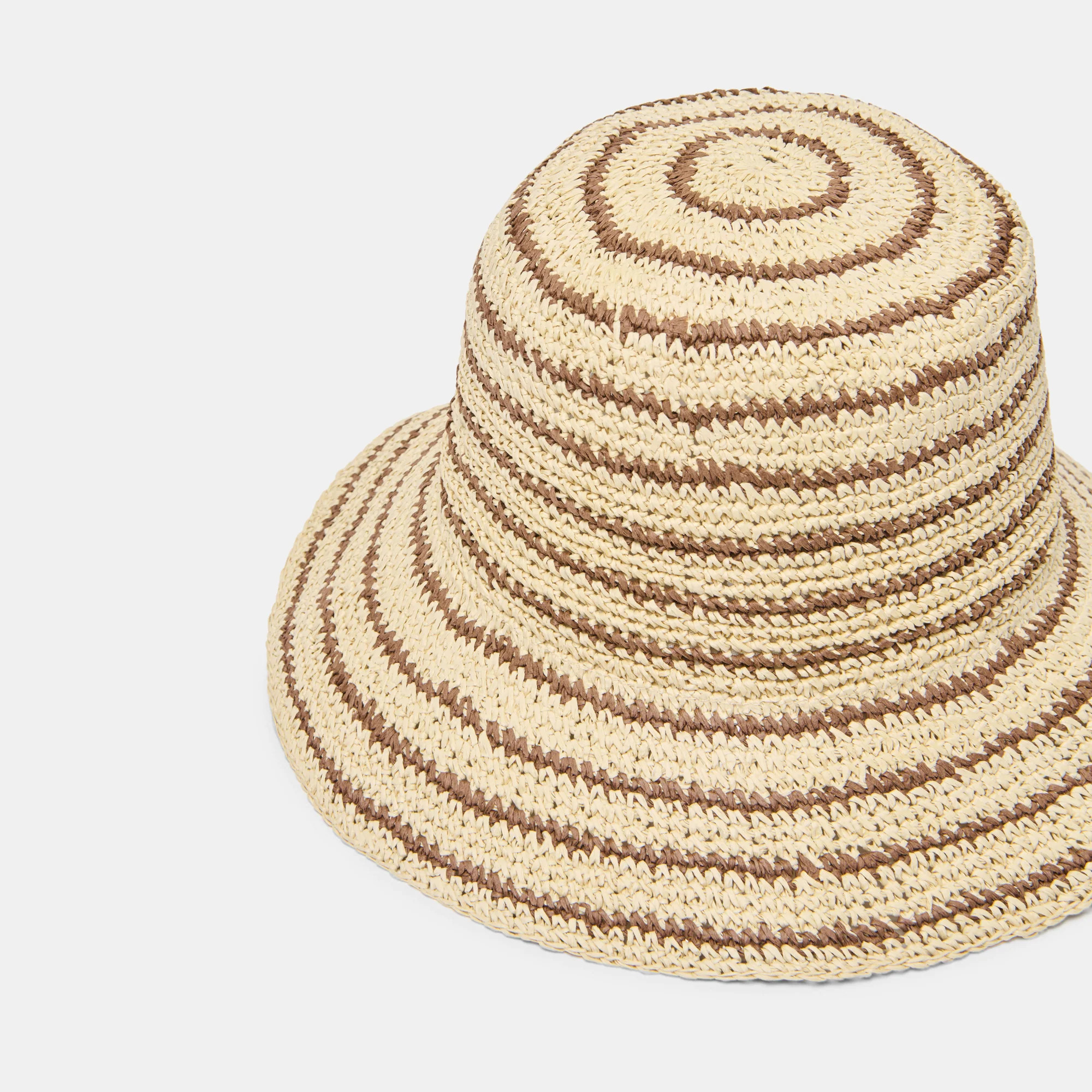 Striped Brown Natural Straw Cloche | Dolce Vita | DolceVita.com