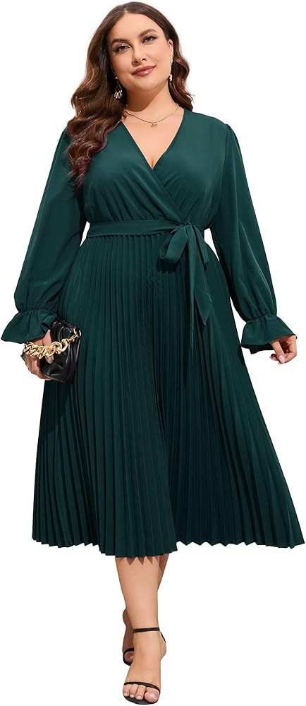 KOJOOIN Women Plus Size Blazer 3/4 Sleeves Button Open Front Work Office Casual Blazer Jacket | Amazon (US)