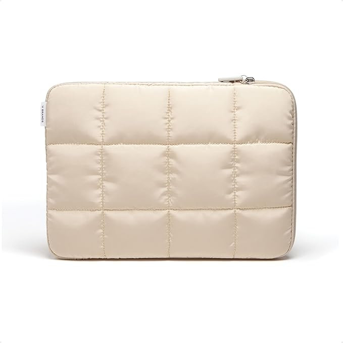 U Brands Nylon Puffer Laptop Sleeve, Medium, 9.75" x 13", Sand Beige | Zipping Design | Compatibl... | Amazon (US)