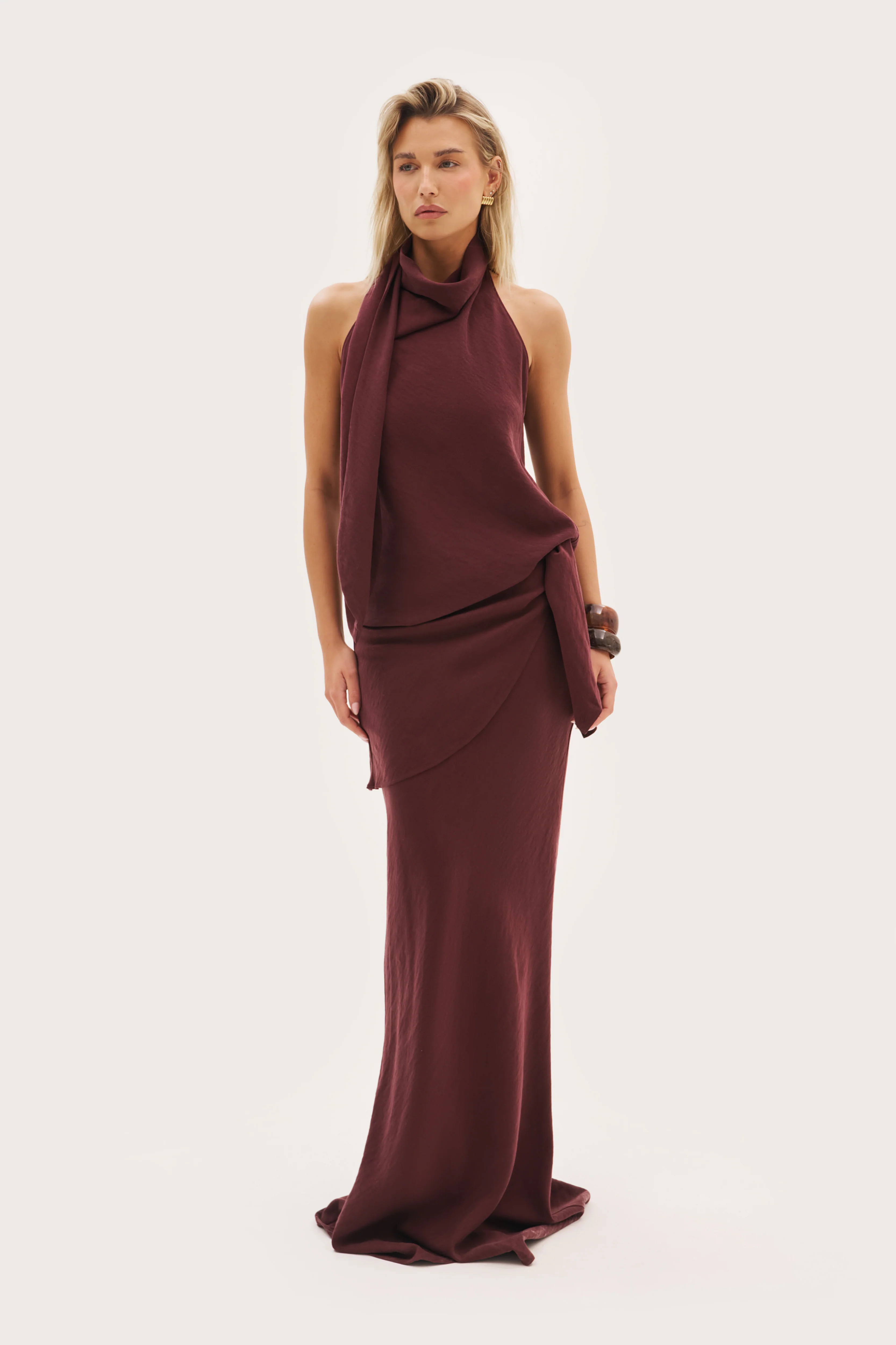 Maebe Escape Maxi Skirt - Washed Burgundy | Maebe UK
