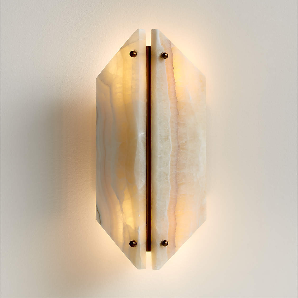 Vivien Onyx Cream Stone Wall Sconce Light Set of 2 + Reviews | Crate & Barrel | Crate & Barrel