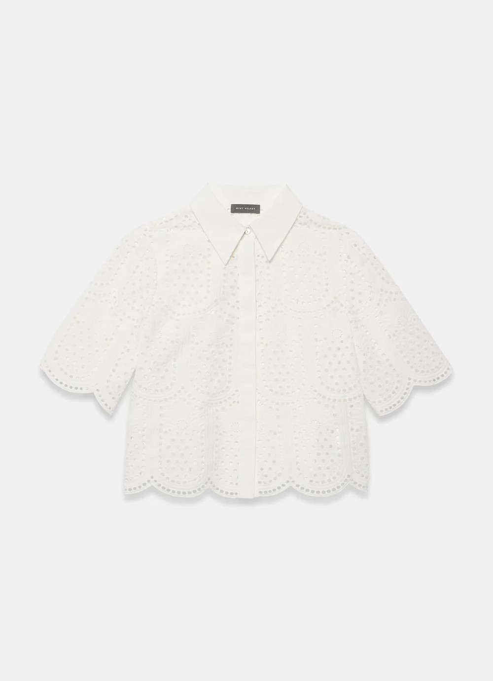 Cream Cotton Broderie Shirt | Mint Velvet