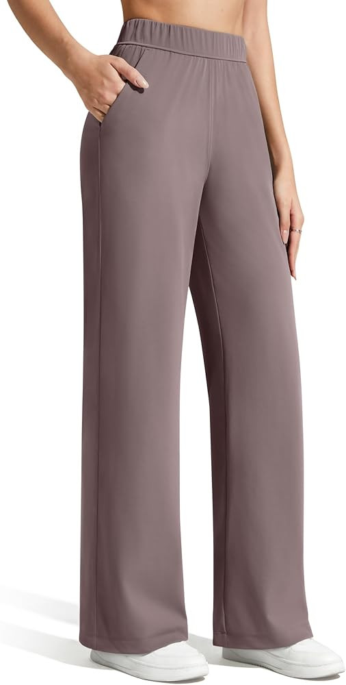 G4Free ShiftReady Women's Casual Pants with Pockets Wide Leg Elastic Waist Pants Stretch | Amazon (US)