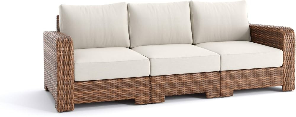 Winston Nico - 3-Piece Sectional Seating Set - Antique Chestnut Frame - Antique Chestnut Weave - ... | Amazon (US)