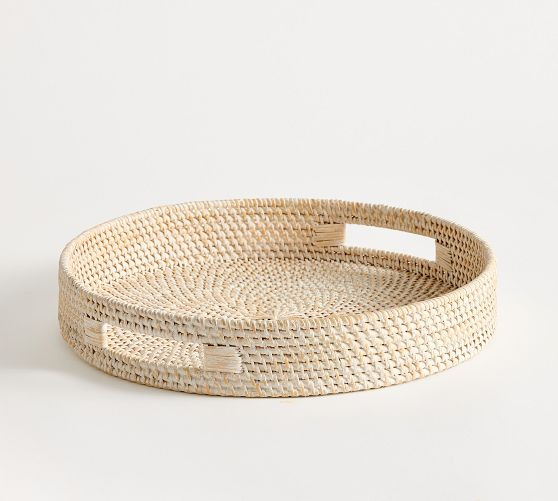 Tava Handwoven Rattan Serving tray | Pottery Barn (US)