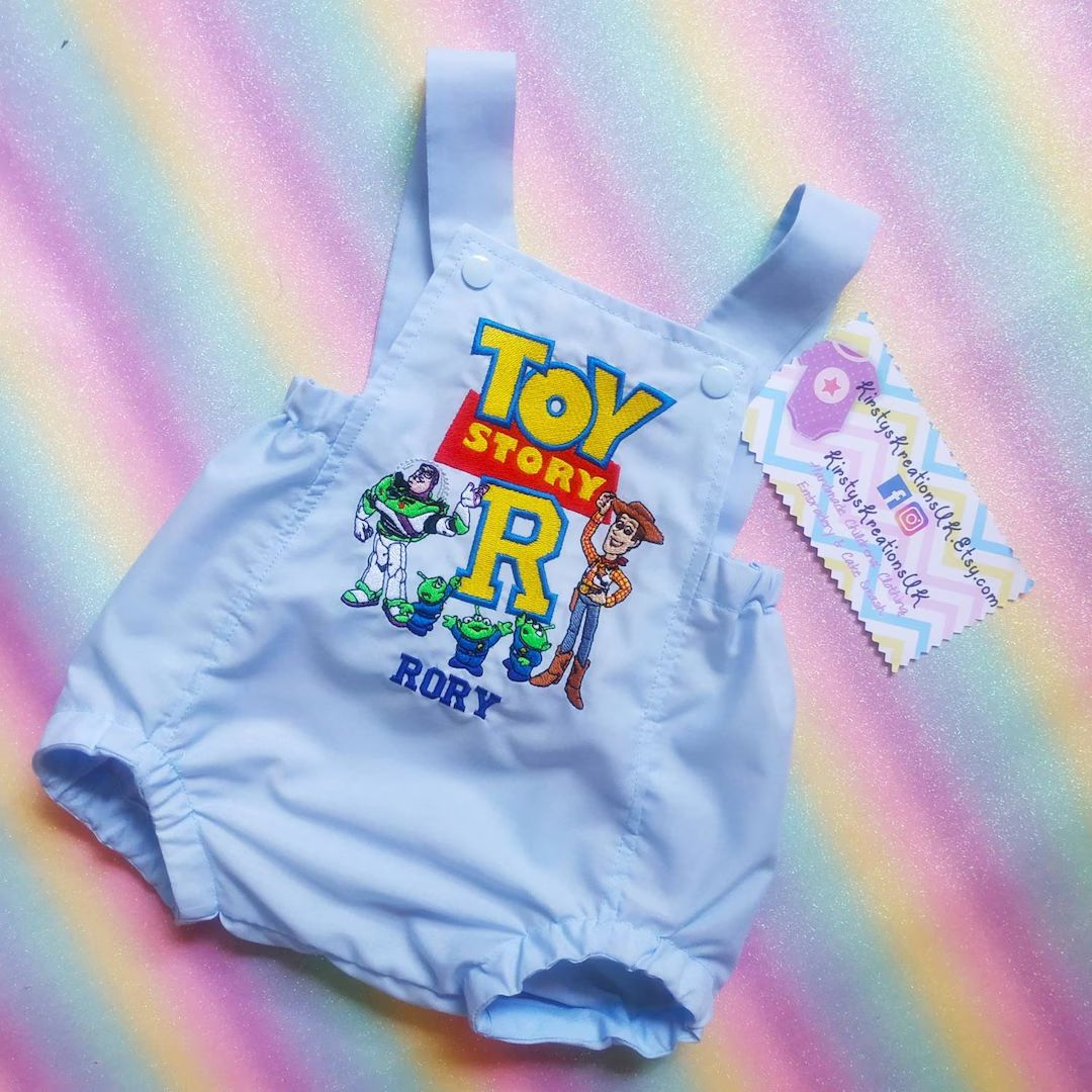 Handmade Personalised Toy Story Embroidered Romper Outfit- featuring Woody & Buzz along with the ... | Etsy (US)