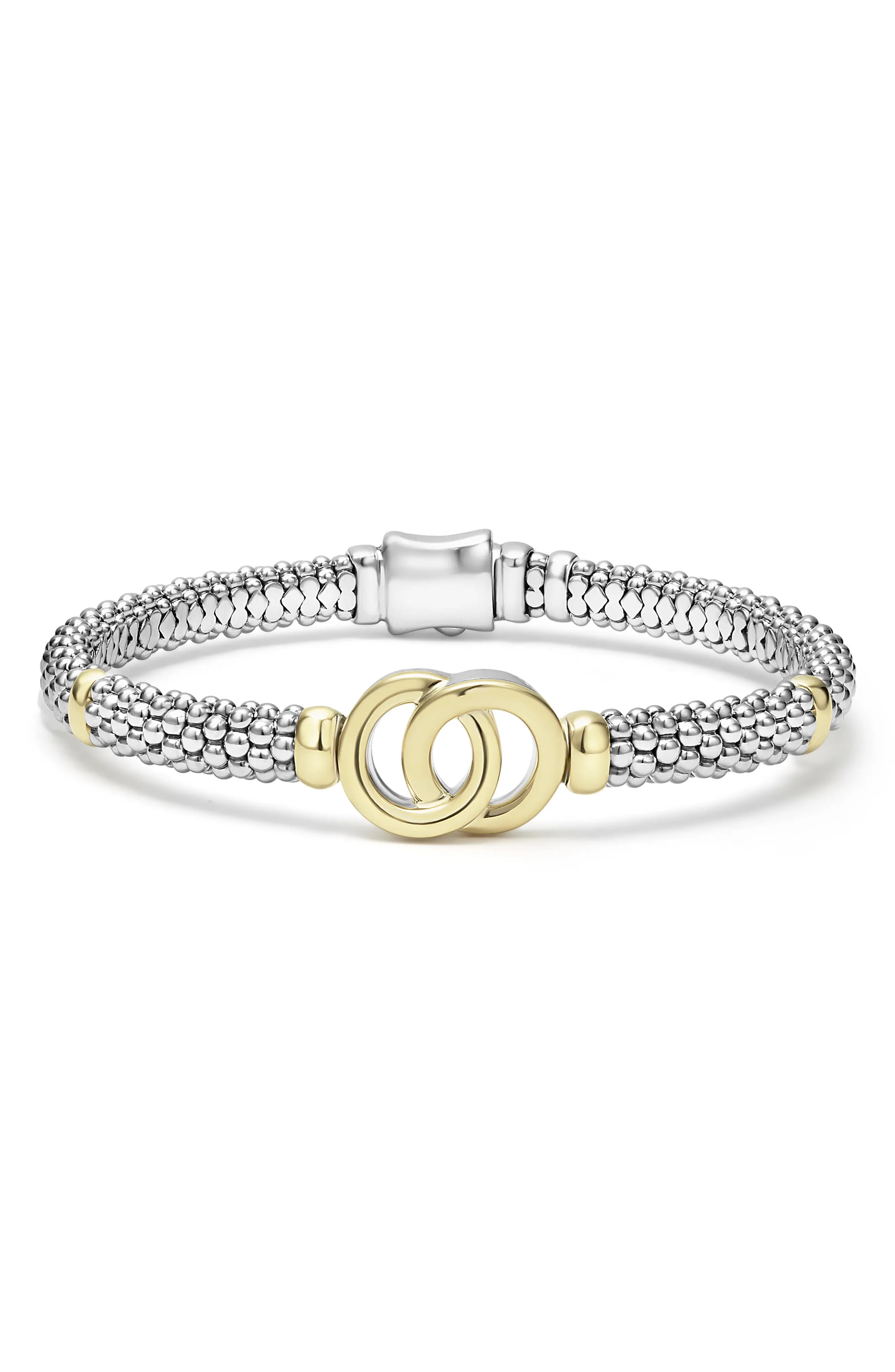 LAGOS Signature Caviar Interlock Rope Bracelet in Silver/Gold at Nordstrom, Size 7 | Nordstrom