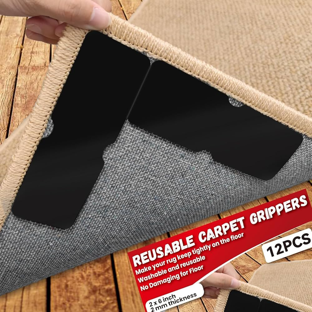 Rug Carpet Non Slip Grippers, Reusable Rug Tape Pads, Strong Adhesive Carpet Grippers for Area Ru... | Amazon (US)
