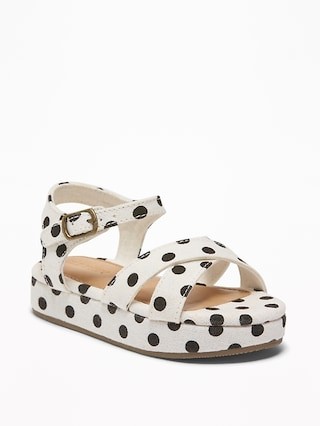 Polka-Dot Canvas Cross-Strap Platform Sandals For Toddler Girls | Old Navy US
