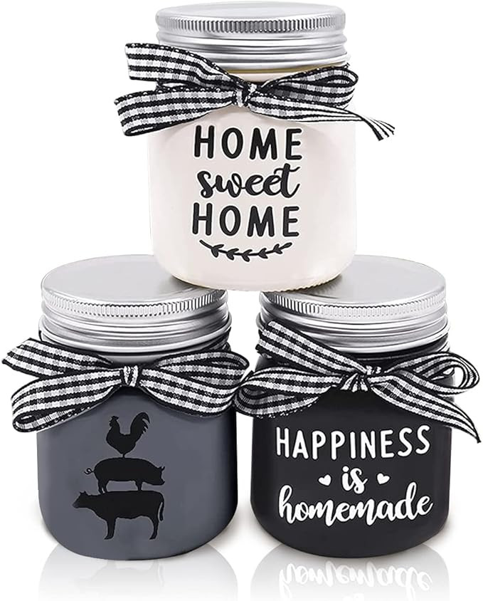 Farmhouse Mini Mason Jar Tiered Tray Decor Country Rustic Dining Table Centerpiece for Kitchen, D... | Amazon (US)