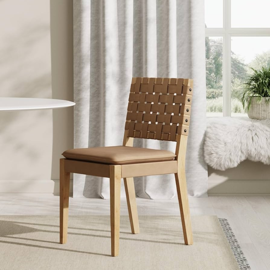 Nathan James Cohen Wood Dining Chair, Mid-Century Modern Upholstered Side Chair with Hand Woven F... | Amazon (US)