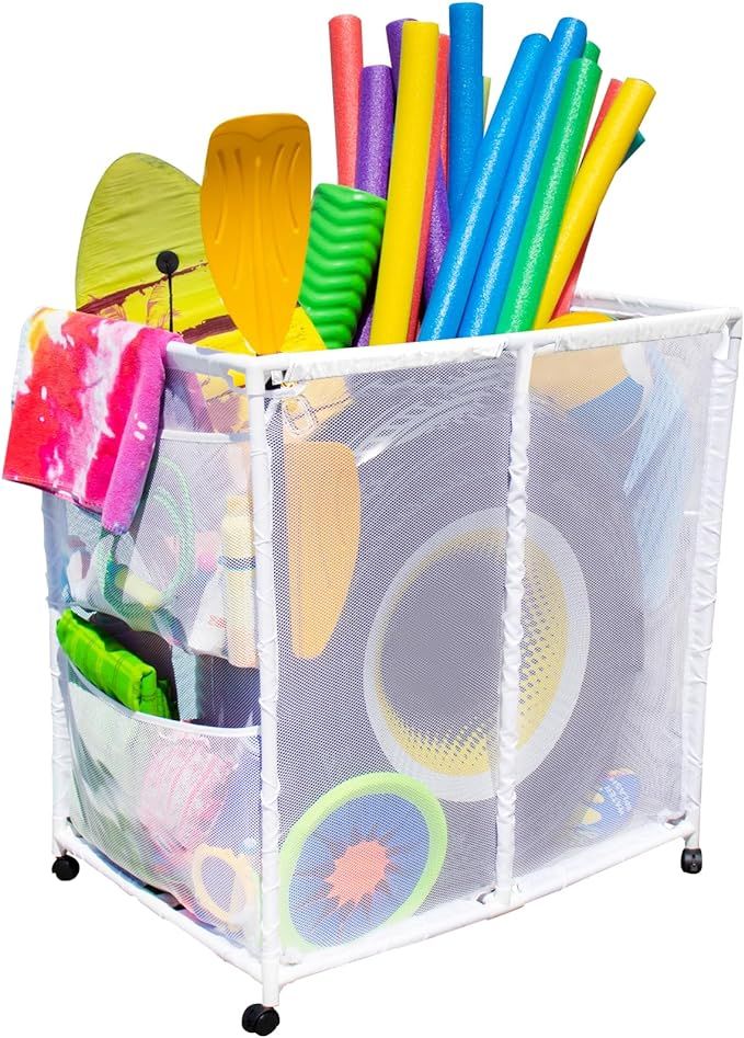 Essentially Yours Pool Floats, Balls, Toys and Equipment Rolling Mesh Organizer Storage Bin, Larg... | Amazon (US)