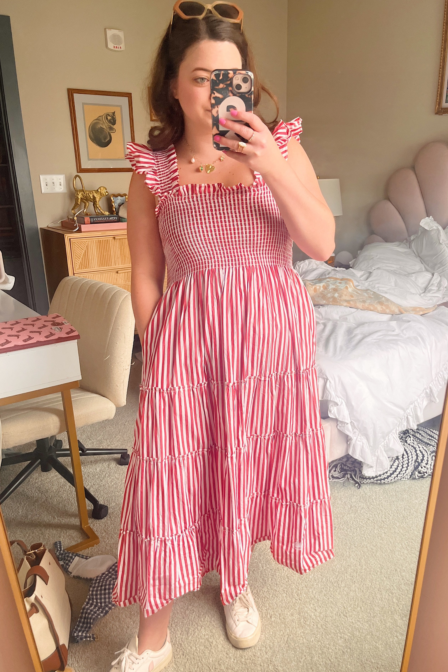 Ellie nap dress in red stripe, size small