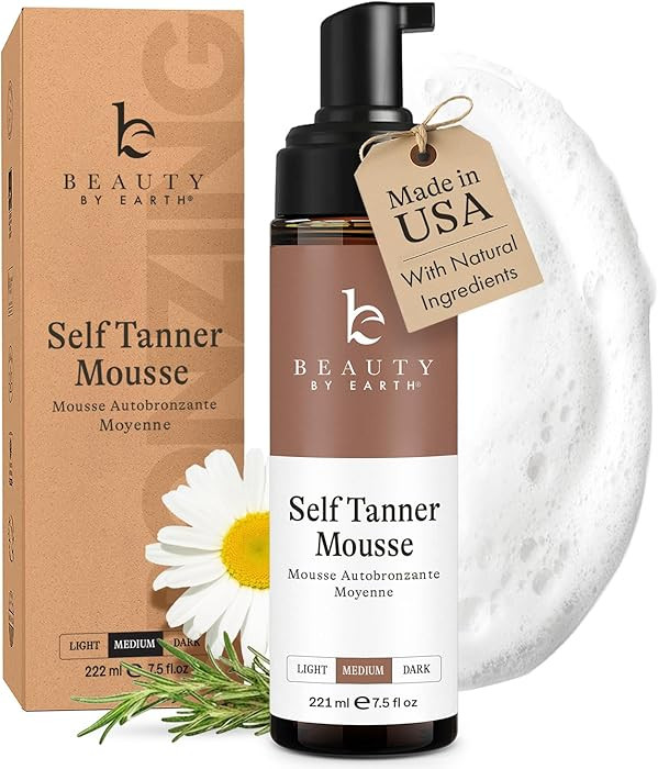 Self Tanner Mousse - USA Made with Natural & Organic Ingredients, Self Tanning Mousse for Dark Fa... | Amazon (US)