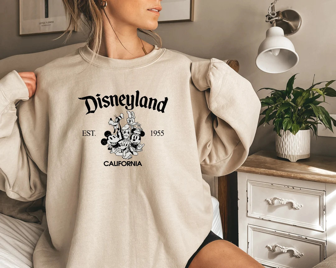Disneyland California Sweatshirt,retro Mickey and Friends Disneyland Est 1955 Sweater,disneyland ... | Etsy (US)