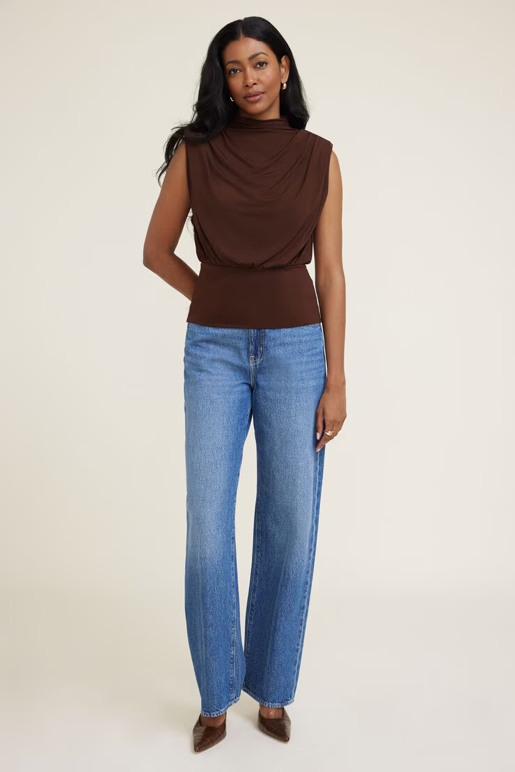 Mockneck Top With Shoulder Pads | Dynamite Clothing