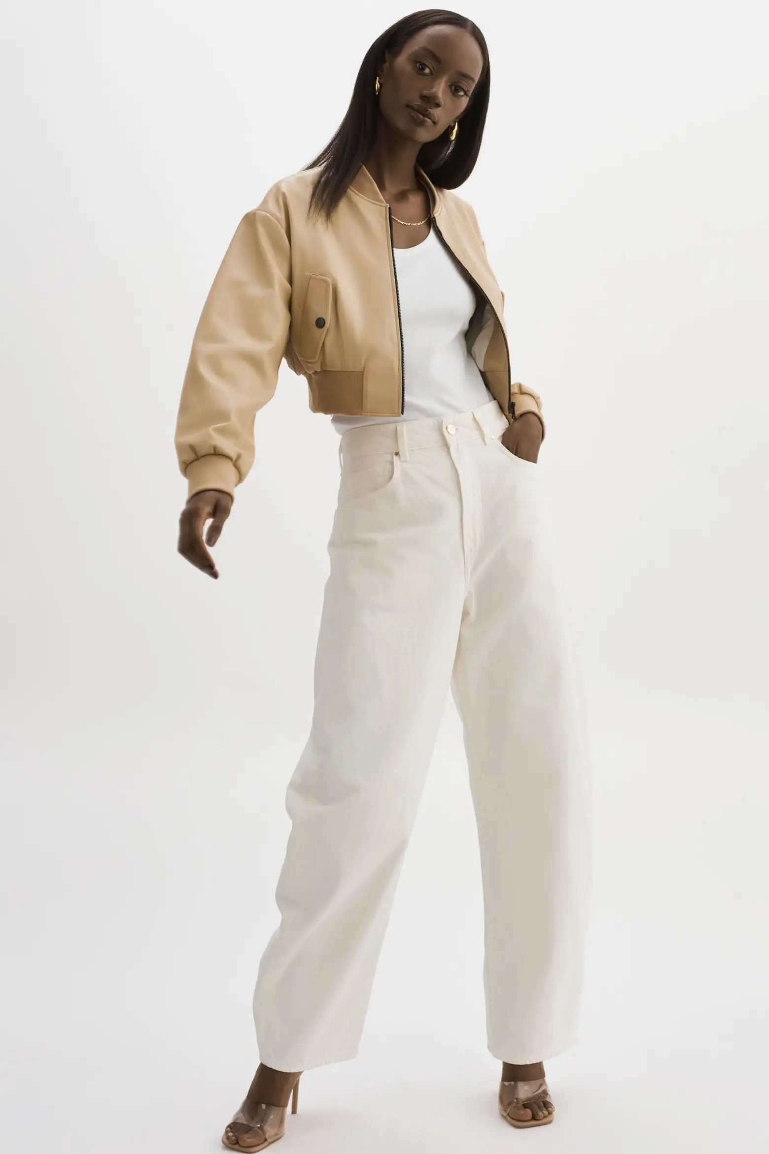 EVELIN | Cropped Faux Leather Bomber Jacket (Women) | Nordstrom | Nordstrom