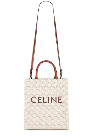 FWRD Renew Celine Triomphe Small Vertical Cabas Bag in White from Revolve.com | Revolve Clothing (Global)
