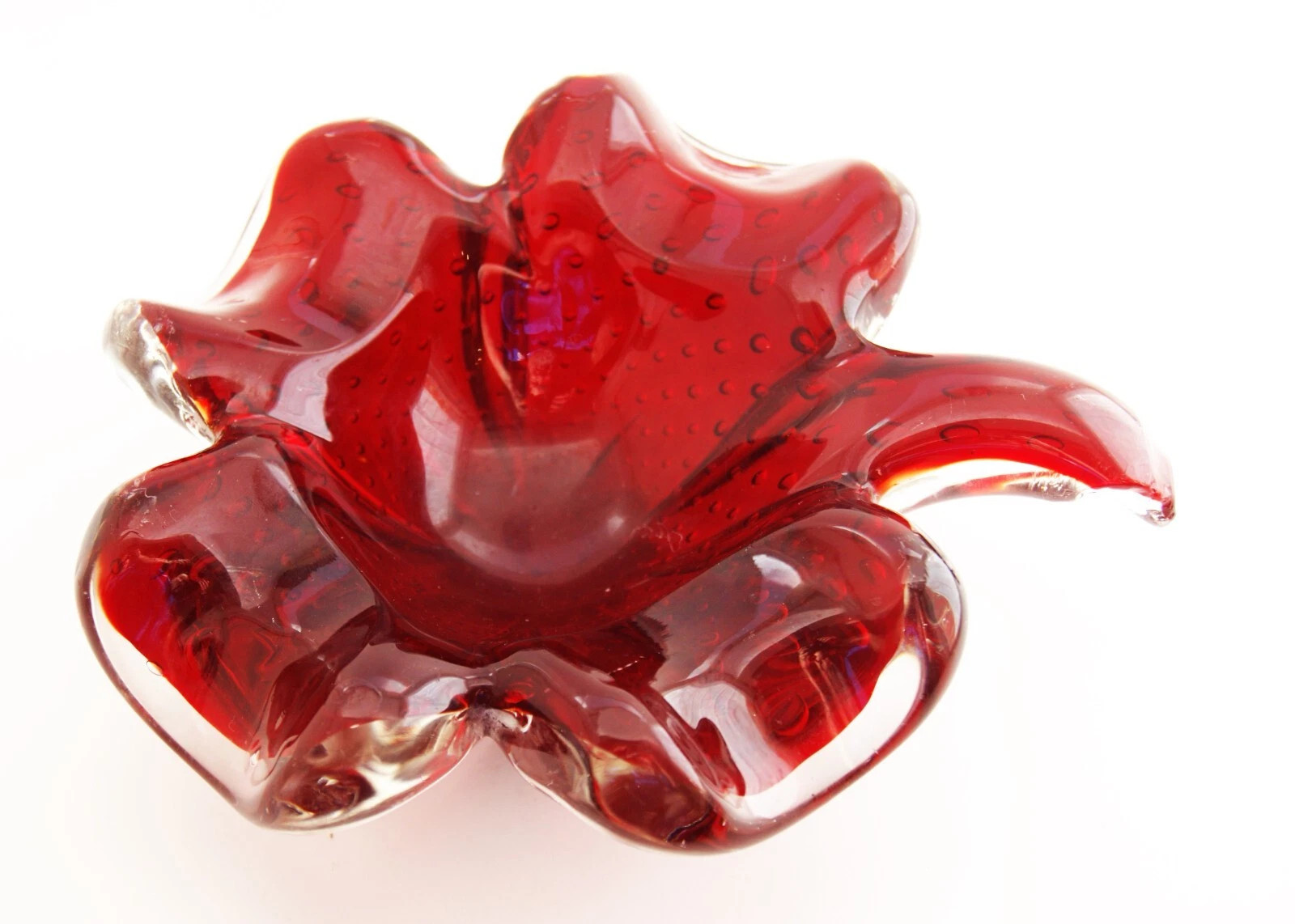 Vintage Murano Art Glass Red Shamrock Trinket Dish or Ashtray Controlled Bubbles | eBay | eBay US
