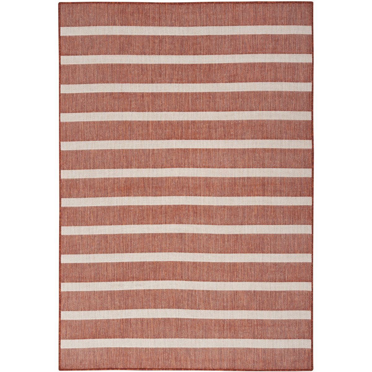 Nourison Positano Modern Stripes Flatweave Indoor Outdoor Low Pile Area Rug Black Ivory 5' x 7' | Target