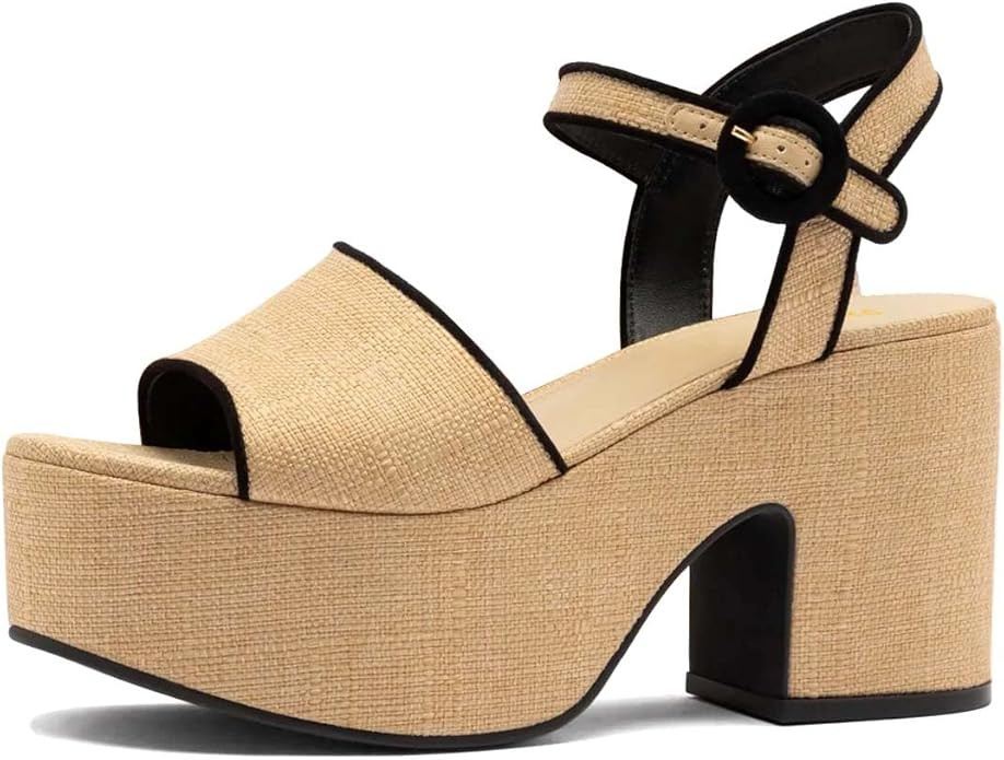 Pazzion Women Chunky High Heel Platform Sandals Open Toe Ankle Strap Buckle Ladies Shoes for Brid... | Amazon (US)