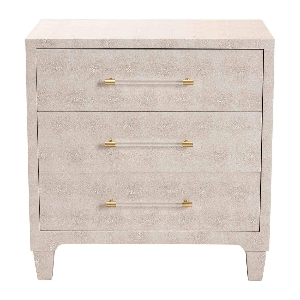 Baxton Studio Nira Faux Shagreen 3 Drawer Storage Cabinet Beige/Brass | Target