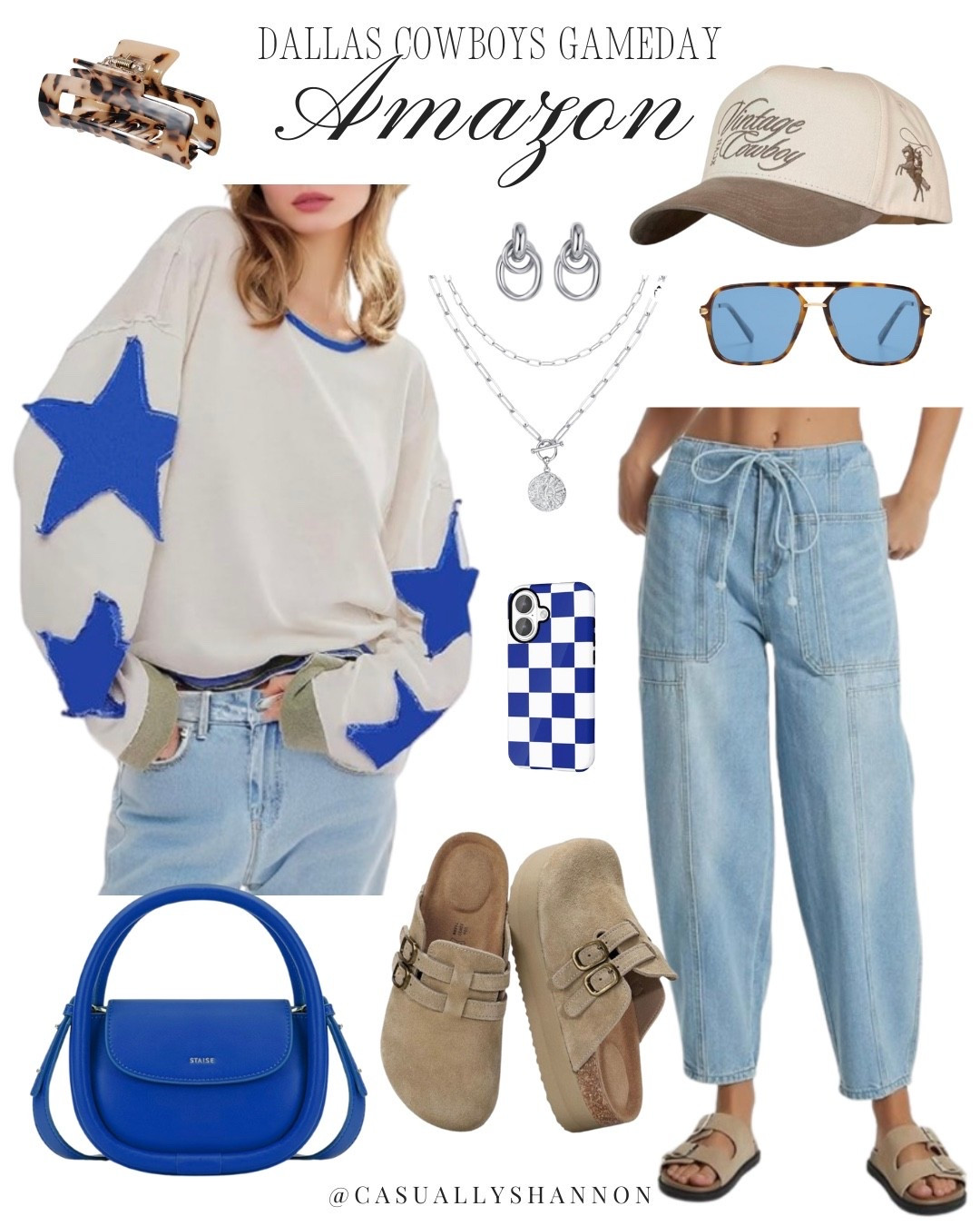 Dallas Cowboys outfit inspo for women that is comfy, cute and you can wear on other days besides just Gameday 👏 

Amazon fashion finds | women’s sweater | blue purse | football season outfit inspo | cut and trendy style | trucker hat | fall sandals | #LTKAmazonFashion #LTKFashion #LTKAmazon #LTKGameDay

#LTKSaleAlert #LTKFindsUnder50 #LTKStyleTip