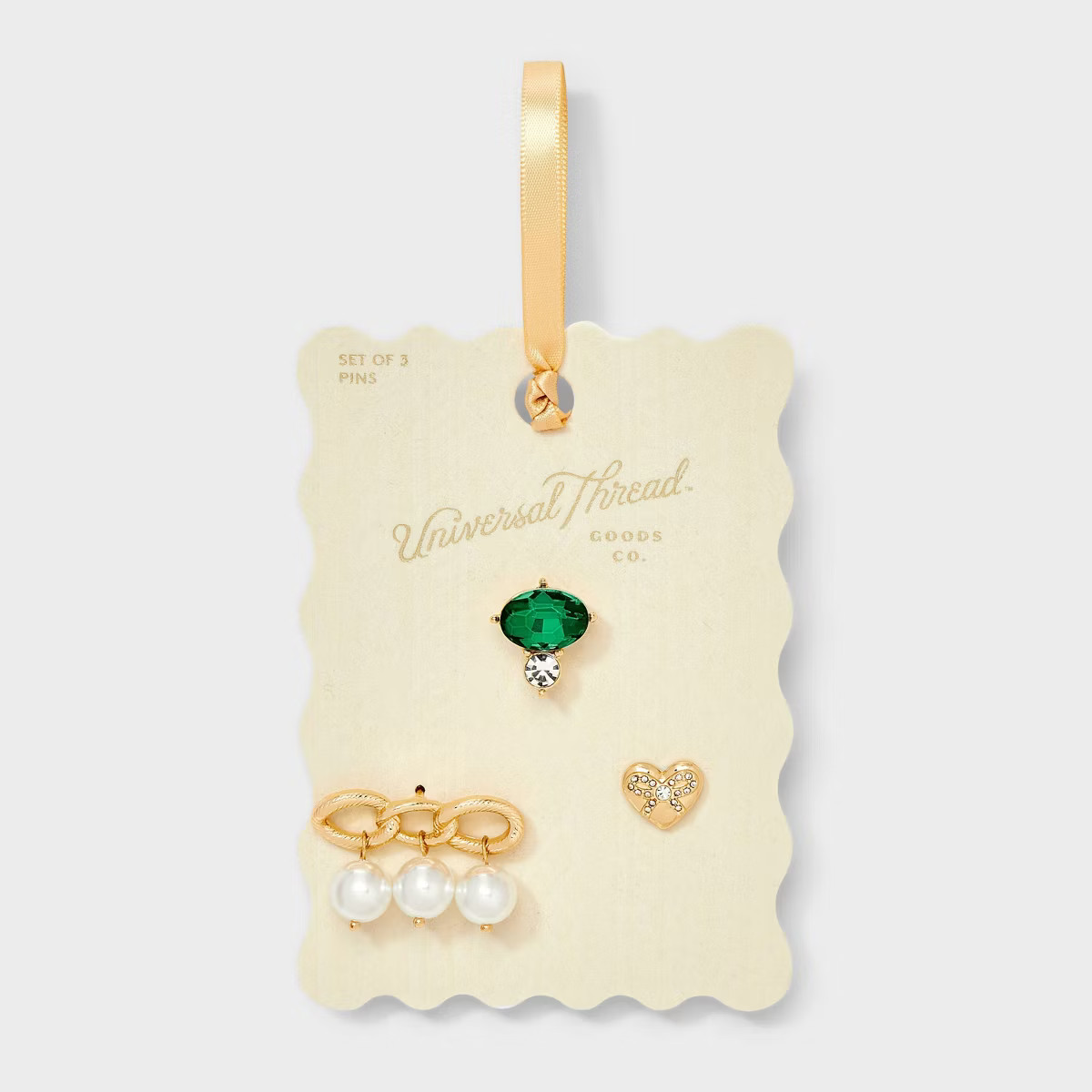 Jewel and Heart Pin 3pc Set - Universal Thread™ Gold | Target