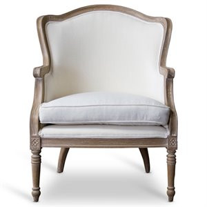 Baxton Studio Charlemagne Accent Chair in Beige and Brown Oak | Cymax