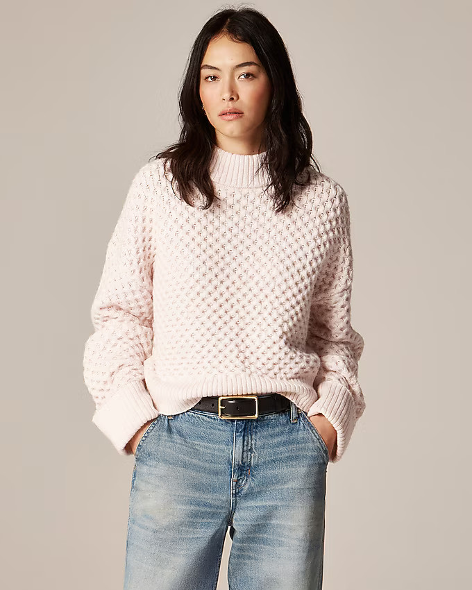 Honeycomb mockneck sweater in wool blend | J. Crew US