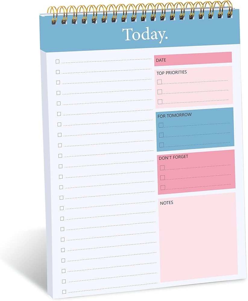 To Do List Notepad - Daily Planner Notepad Undated 52 Sheets Tear Off, 6.5" x 9.8" Checklist Prod... | Amazon (US)